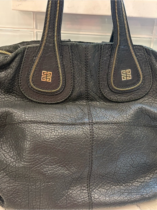 Givenchy Handbags - Givenchy Nightingale  Black Textured Leather Tote with Gold Logo Accents